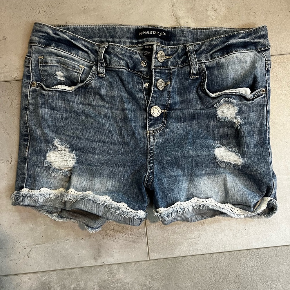 Imperial star girls denim snap button fly shorts 16